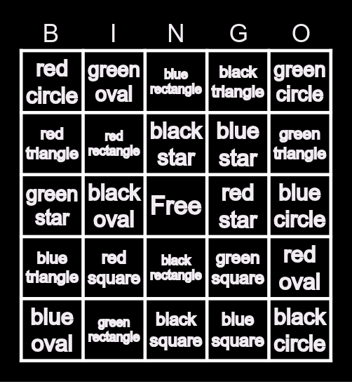 shaped bingo Card