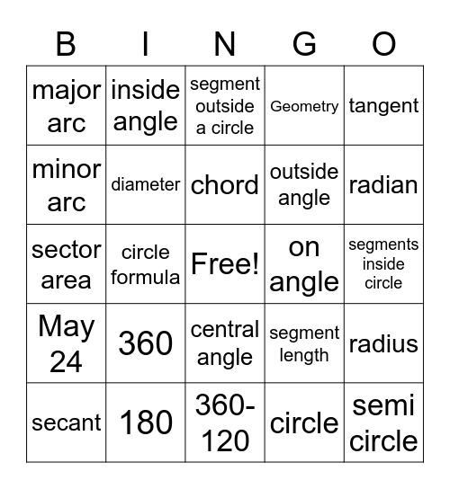 circle Bingo Card