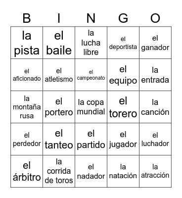 Los pasatiempos Bingo Card