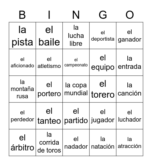 Los pasatiempos Bingo Card