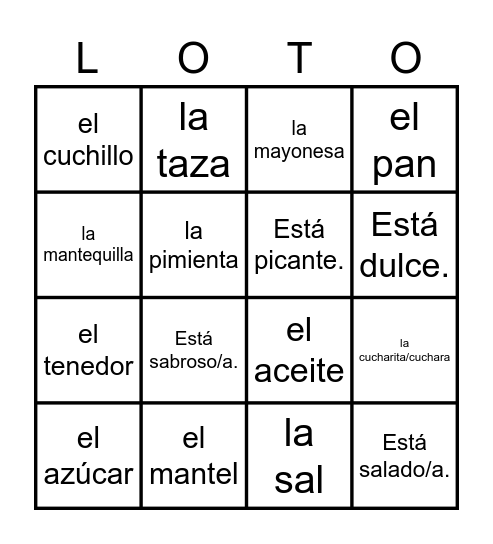 QC1 6A2 En la mesa Bingo Card