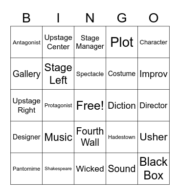 THEATRE BINGO Card