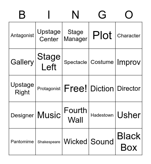 THEATRE BINGO Card