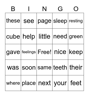 1st Letterland Bingo Unit 19 Bingo Card