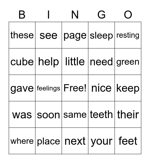 1st Letterland Bingo Unit 19 Bingo Card