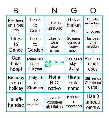 Lifeline Charlotte BINGO Card