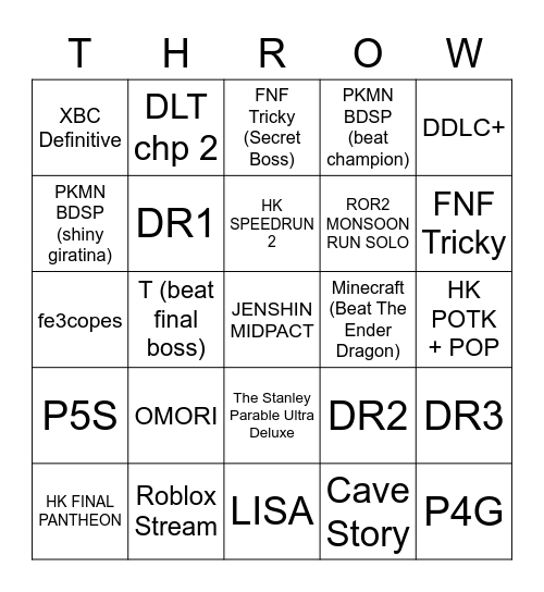 Variety Gaming Summer Gameboard Bingo Card