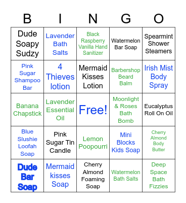 Simply Home Soaps Bingo Card