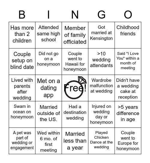 I Still Do! Bingo Card