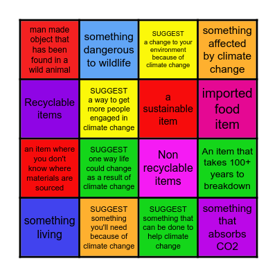 Environment Bingo Card