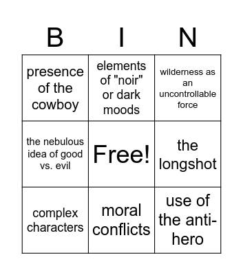 Revisionist Western: Jeremiah Johnson Bingo Card