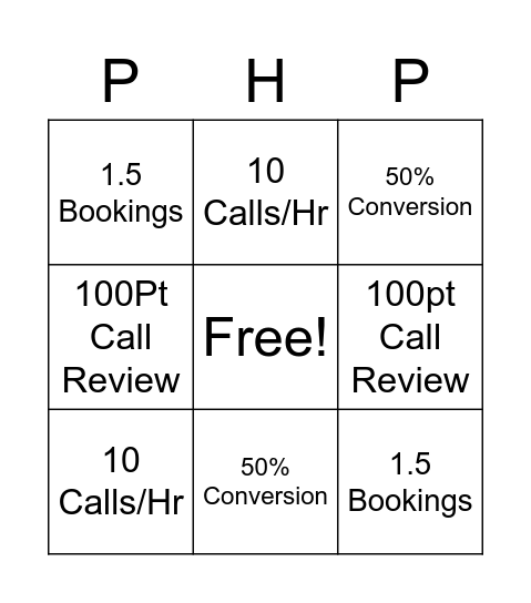 Booker Bingo Card