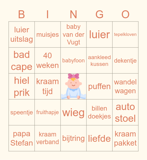 Babyshower Bingo Card