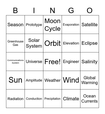 Unit 3 + 4 Vocabulary Bingo Card