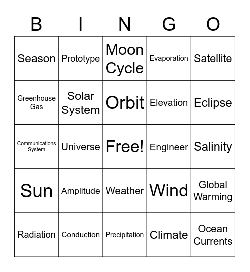 Unit 3 + 4 Vocabulary Bingo Card