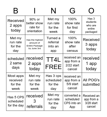 LIFE CHANGERS Bingo Card