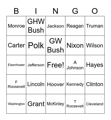 Dean N- US Prez Bingo Card