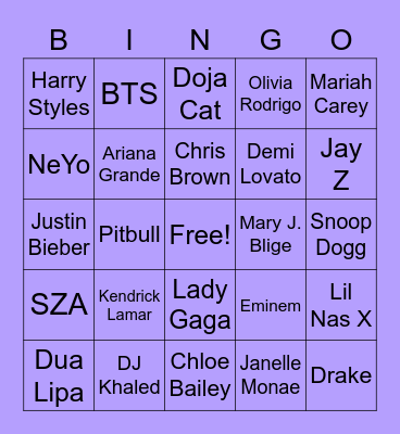 Pop Bingo Card