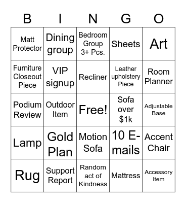 Sales Bingo Card