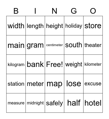 B12 L1~L5 Bingo Card
