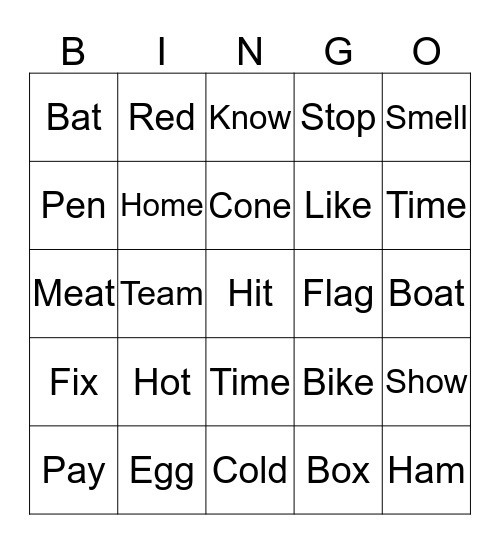 Vowel Sounds Bingo Card