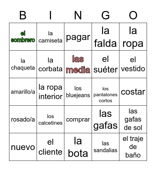 ¡De compras! Bingo Card