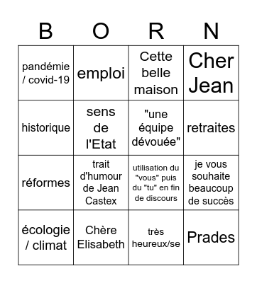 Passation à Matignon Bingo Card