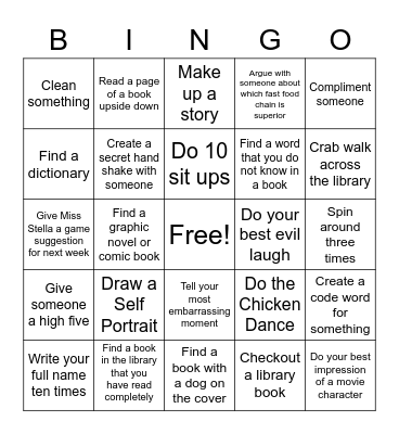 Library Bingo Card