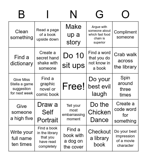 Library Bingo Card