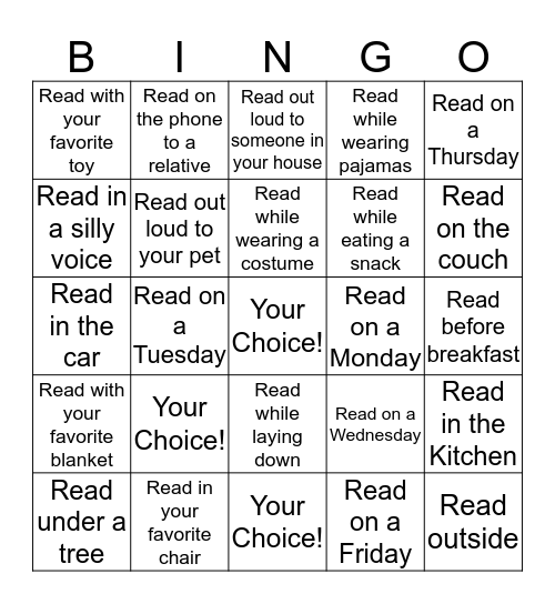 Reading Bingo! Bingo Card