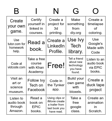 Makerspace BINGO Card