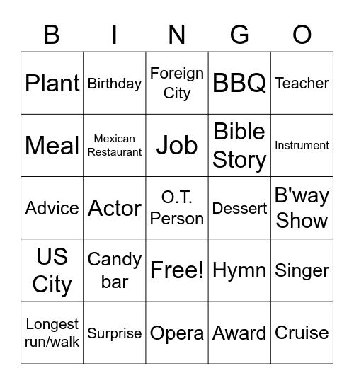 G.O.A.T. Bingo Card