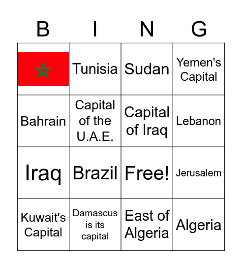 Arabic Culture Bingo! Bingo Card
