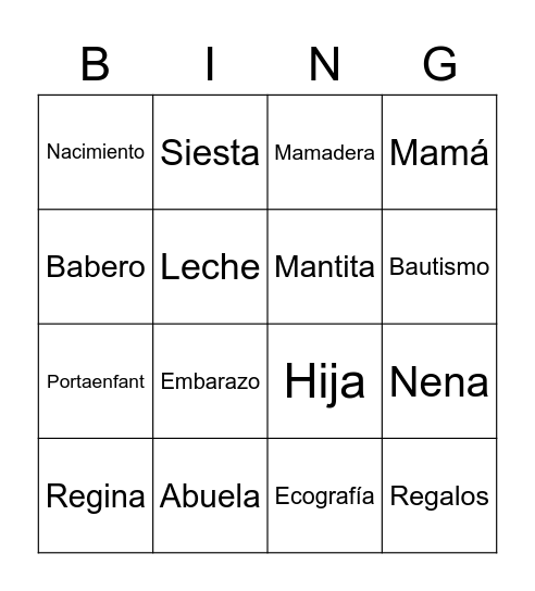 Regina Bingo Card