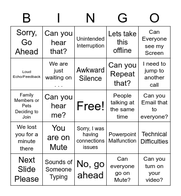 Team Bingo Card