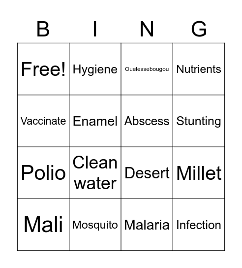 Ouelessebougou Alliance Health Bingo Card