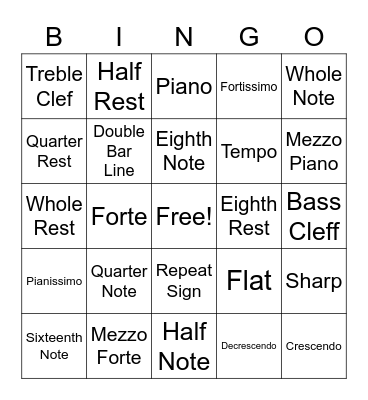 Choir Review Bingo Card