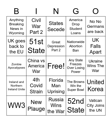 2022 Bingo Card Bingo Card