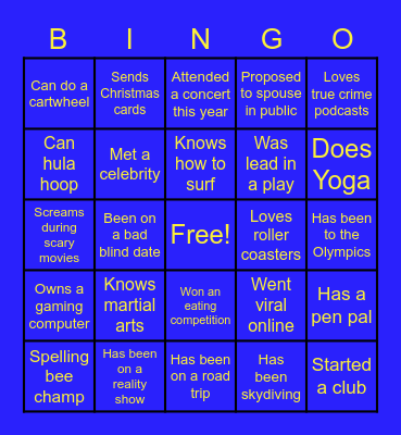 Icebreaker Bingo Card