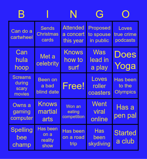 Icebreaker Bingo Card