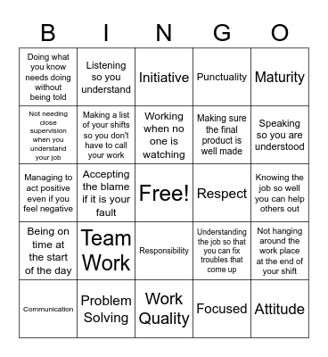 16 pillars Bingo Card