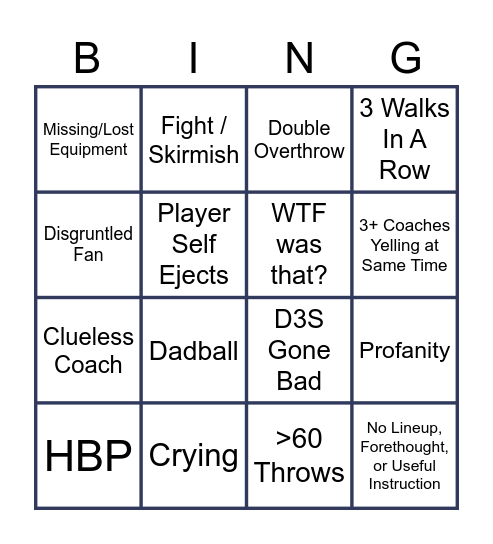 Battle for the Basement 2022! Bingo Card