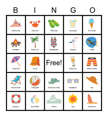 Beach Bingo Card