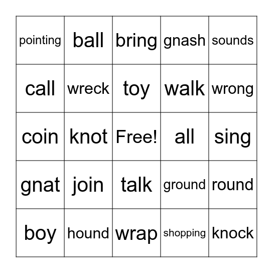 Decodable Words BINGO Card