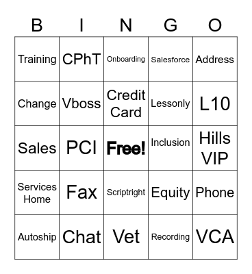 Tier 1 Bingo Card