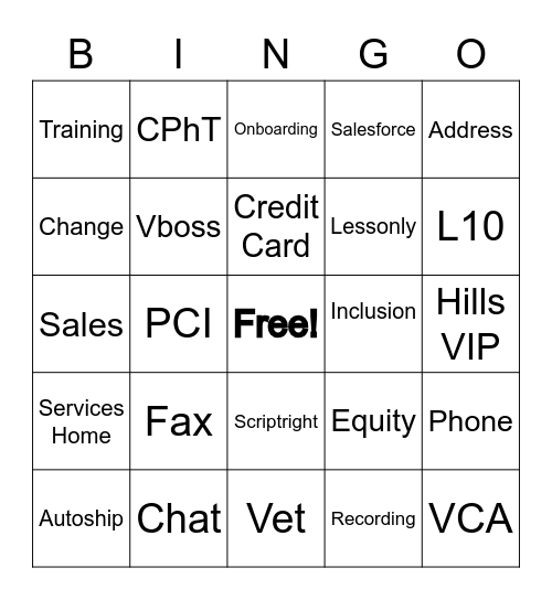 Tier 1 Bingo Card