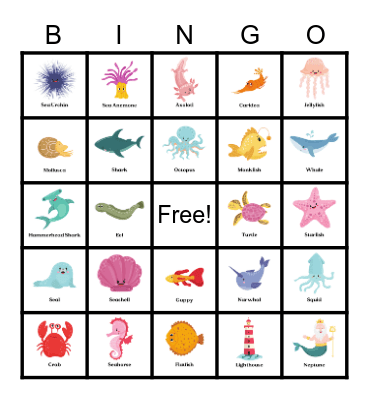 Ocean Bingo Card