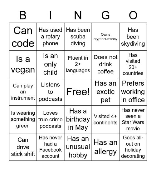 Instacart Bingo Card