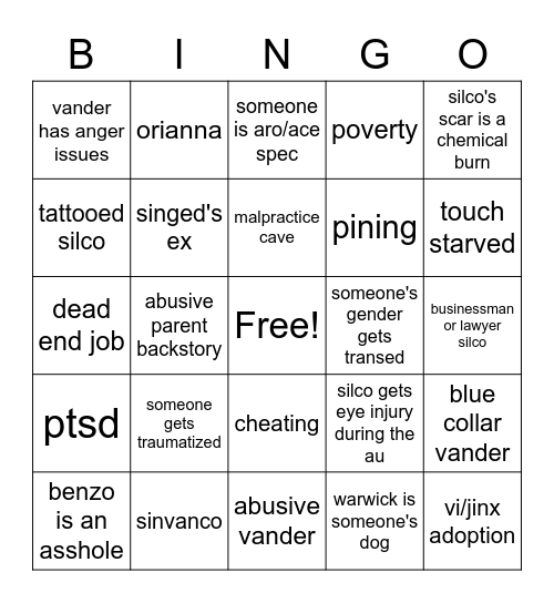 new au/timeline bingo Card