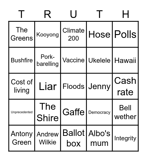 Democracy Bingo 2022 Bingo Card